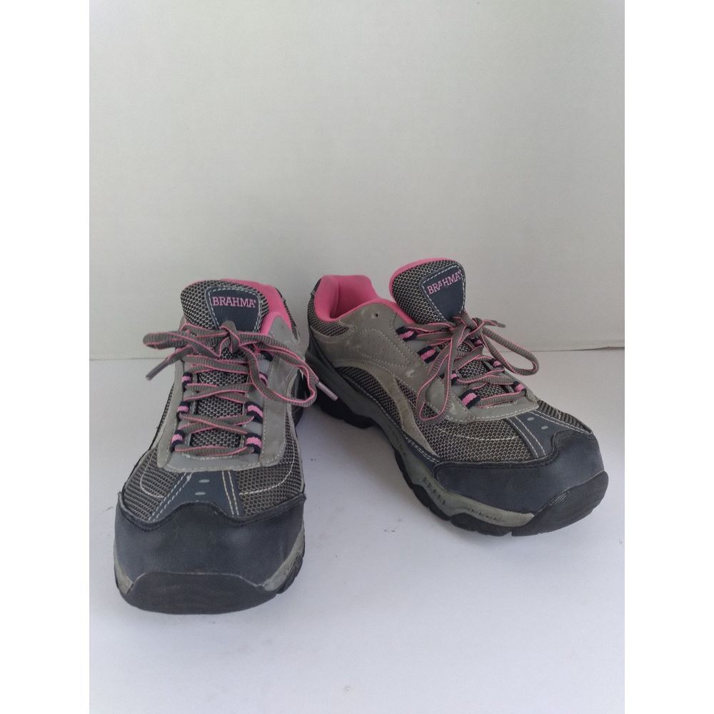 Brahma Women's Steel Toe Work Shoes Hiking Safety Sneakers Gray Pink Athletic